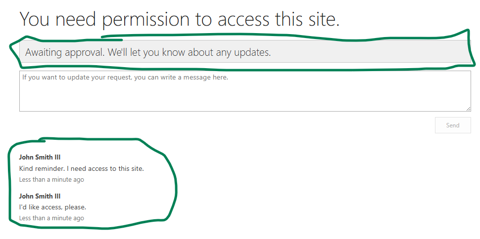 here is what uses sees after he/she requested access